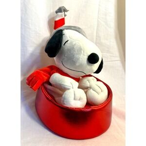 Hallmark Peanuts Snoopy Holiday Plush in Red Metallic Dog Bowl Tree Topper